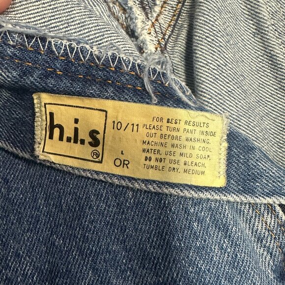 Vintage H.I.S. 10/11 Chic Blue Mom Jeans High Waist Straight Creased Made in USA - Picture 10 of 16